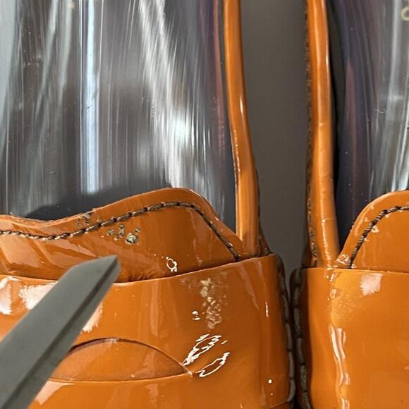 Cole Haan Loafers Womens Size 9.5 B Orange Patent Leather Penny Loafer Flats - Picture 2 of 9